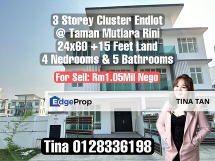 Taman Mutiara Bestari, 3 Storey Cluster Endlot , Johor, Johor Bahru