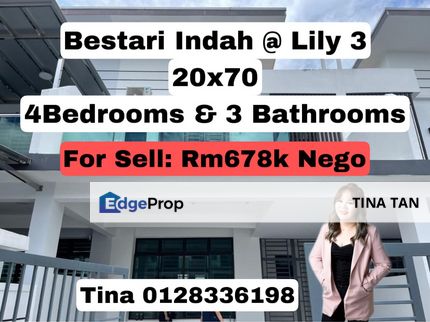 Taman Bestari Indah, Lily 3, Double Storey Terrace 20x70, Johor, Ulu Tiram