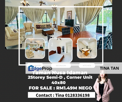 Taman Nusa Idaman , 2 Storey Semi-D Corner Lot 40x80, Johor, 