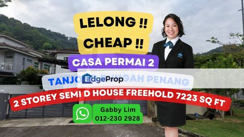 Lelong Super Cheap 2 Storey Semi D House @ Casa Permai 2, Penang, Penang, Tanjung Bungah