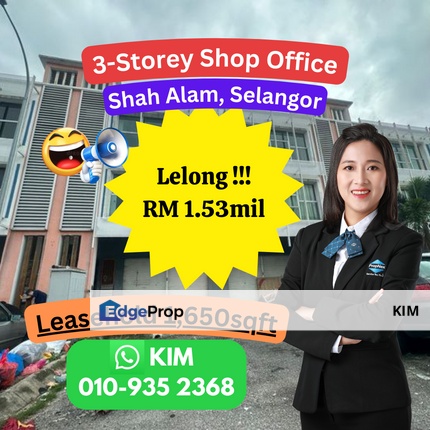LELONG 3-Storey Shop Office, Shah Alam, Selangor, Selangor, Shah Alam