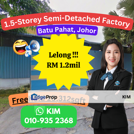 LELONG 1.5-Storey Semi-D Factory, Batu Pahat, Johor, Johor, Batu Pahat