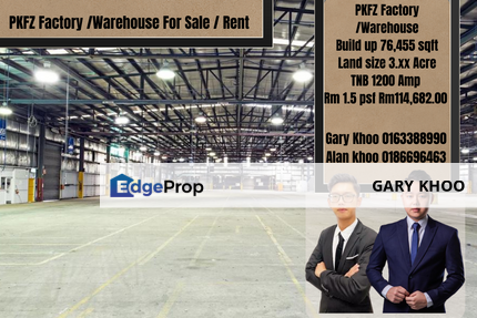 Pkfz Factory Warehouse Land 3 Acre Bu 76,455 sqft Tnb 1200amp, Selangor, Klang