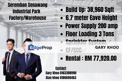 Senawang Industrial Park, Detached Factory B39ksf Tnb 200amp, Negeri Sembilan, Senawang