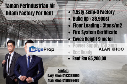 Klang Perindustrian Air Hitam, 1.5sty Semi-D Bu 38,900sf Tnb 150amp, Selangor, Klang