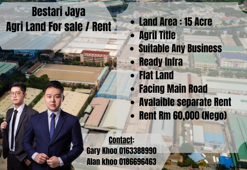Bestari Jaya Batang Berjuntai Agril Land 15 Acre For rent