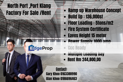 North Port , Port Klang , Detached Factory Warehouse Bu 136k , Tnb 1000amp Brand New Facrtory, Selangor, Port Klang