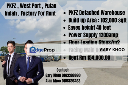 Port Klang Free Zone Detached Factory/Warehouse Bu 102ksf Tnb 1200amp many option , Selangor, Port Klang