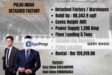 Pulau Indah Detached Factory B/U:88k+ Westport Port Klang Northport Pandamaran PKFZ Telok Gong Telok Panglima Garang Pulau Carey, Selangor, Pulau Indah (Pulau Lumut)