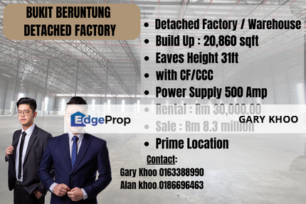 Bukit Beruntung Detached Factory Sale/Rent Ijok Serendah Sungai Choh Rawang Perdana Kundang Kepong Batu Caves Gombak, Selangor, Rawang