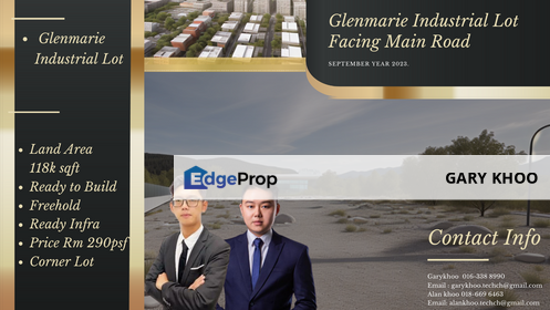 Glenmarie Industrial Park 2.9 acre Land Freehold Corner Facing Main Road , Selangor, Glenmarie