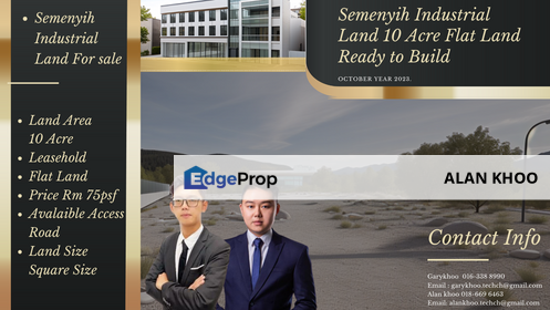 Semenyih Villa raya industrial Park 10 Acre Industrial Land For sale Flat Land Rm75psf with access road , Selangor, Semenyih
