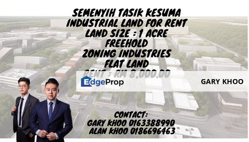 Semenyih Taman Tasik Kesuma 1 acre industrial Land Flat Land Ready infrastructure , Selangor, Beranang