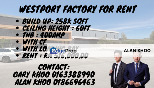 Pulau Indah Factory/Warehouse For Rent Port Klang Westport Northport, Selangor, Port Klang
