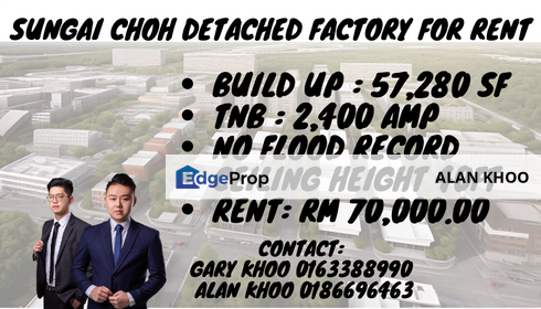 Sungai Choh Detached Factory For Rent Rawang Bukit Beruntung Ijok Bukit Sentosa Kundang Serendah, Selangor, Rawang