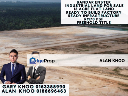 Bandar Enstek 13 acre Industial Land Ready to build factory ,flat land , freehold , ready infrastructure , Negeri Sembilan, Nilai