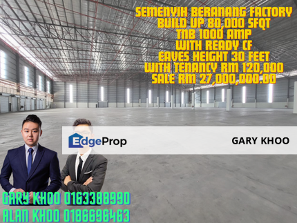 Semenyih Beranang Heavy Industrial Factory Land Bu 80ksf Eaves Height 30 feet Tnb 1000 amp , Selangor, Semenyih