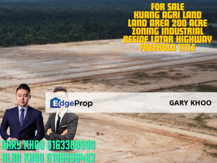 Kuang Agril Estate Land ,Freehold 200 acre Rm18psf Zonning Industrial , Welcome Developer , Selangor, Rawang