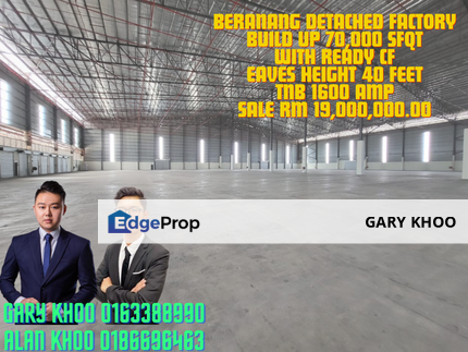 Semenyih Beranang Heavy Industrial Factory Land Bu 70ksf Eaves Height 40 feet Tnb 1600 amp  , Selangor, Semenyih