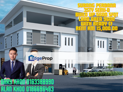  Subang Perdana sek u3 3sty Semi-D Factory bu 5600sf la 9600 , Selangor, Shah Alam