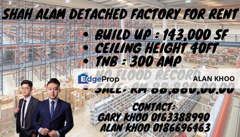 Shah Alam Huge Warehouse For Sale Hicom Setia Alam Kota Kemuning Bukit Kemuning Alam Megah USJ , Selangor, Shah Alam