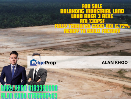 3 acre industrial land balakong jaya with roi 6.72% Tenancy Ready to Build factory , Selangor, Seri Kembangan