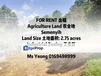 semenyih agriculture land in industrial zone for rent flat land, Selangor, Hulu Langat