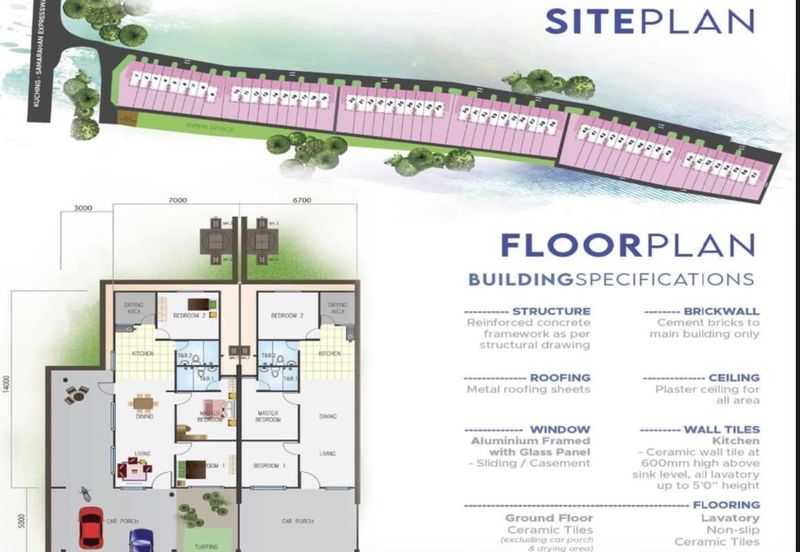 Rumah Teres Setingkat Keluasan Besar  @ Kota Samarahan