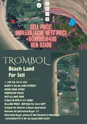 Trombol Paradise Beach Land for Sale @RM1,456,440 By ZAIWISMAN ZAMALI ...