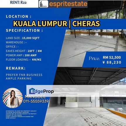 WTR/Cheras/15,000 SQFT/52,500, Selangor, Cheras
