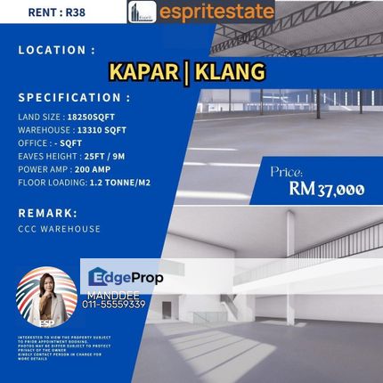 WTR/Kapar/13,330 SQFT/37,000, Selangor, Klang