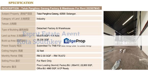 WTR/Semi Detached/Teluk Panglima Garang/38,336 SQFT/76,672, Selangor, Klang