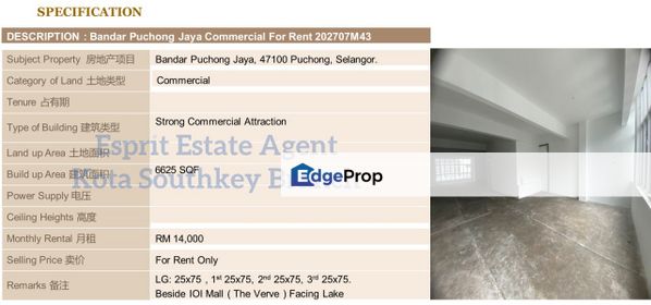 WTR/Bandar Puchong Jaya/6625 SQFT/14,000, Selangor, Puchong