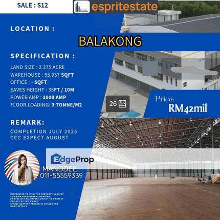 WTS/Balakong/Cheras/55,937 SQFT/42 Mil, Selangor, Cheras