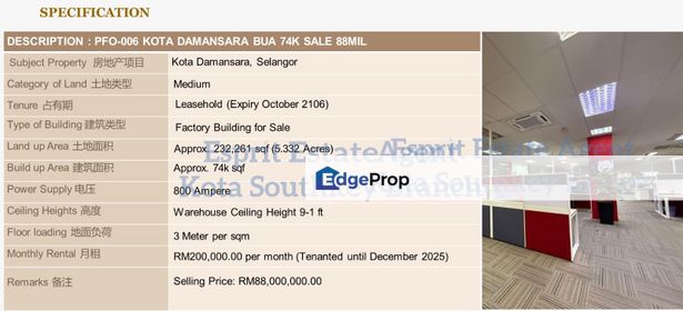 WTS/Kota Damansara/74,000 SQFT/88 Million, Selangor, Petaling Jaya