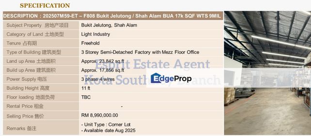 WTS/Bukit Jelutong/Semi Detached/17,856 SQFT/8,990 Million, Selangor, Shah Alam