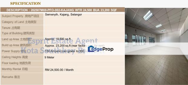 WTR/Rear Factory/Semenyih/23,200 SQFT/24,500, Selangor, Semenyih