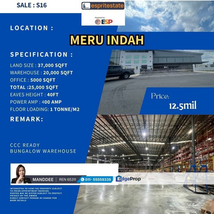 WTS/Warehouse Bungalow/25,000 Sqft/12.5 Million, Selangor, Klang