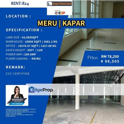 WTR/Meru/Kapar/18,096 Sqft/78,200, Selangor, Klang