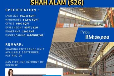 RENT/SHAH ALAM/99,316SQF/RM120,000