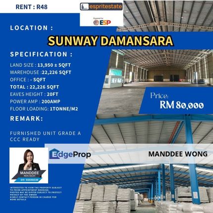 RENT/SUNWAY DAMANSARA/13,950SQF/RM80,000, Selangor, Petaling Jaya