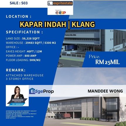 SALE/KAPAR/56,328SQF/RM25MIL, Selangor, Kapar 