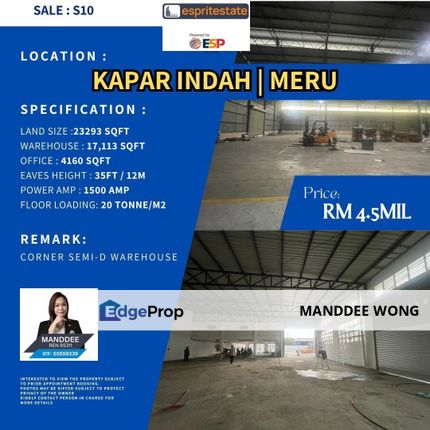 SALE/KAPAR/23,293SQF/RM4.5MIL, Selangor, Kapar 