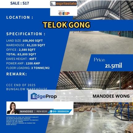 SALE/TELOK GONG/108,900SQF/RM21.5MIL, Selangor, Port Klang