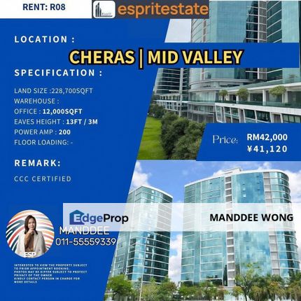 RENT/CHERAS/12,000SQF/RM42,000, Kuala Lumpur, Cheras