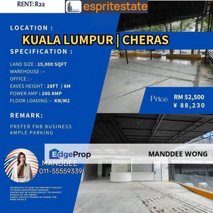 RENT/CHERAS/15,000SQF/RM52,500, Kuala Lumpur, Cheras