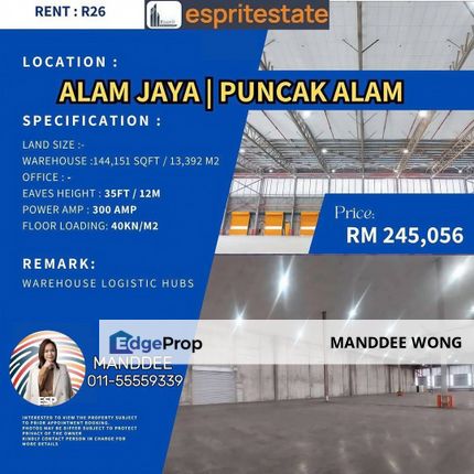 RENT/ALAM JAYA/144,151SQF/RM245,056, Selangor, Bandar Puncak Alam