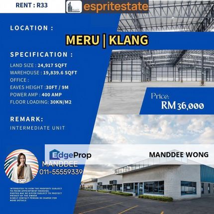RENT/MERU/19,839SQF/RM36,000, Selangor, Klang