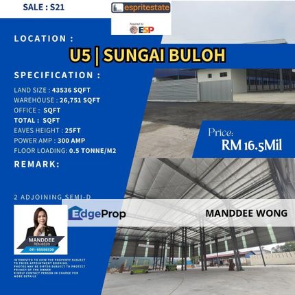 SALE/SUNGAI BULOH/43,536SQF/RM16.5MIL, Selangor, Sungai Buloh