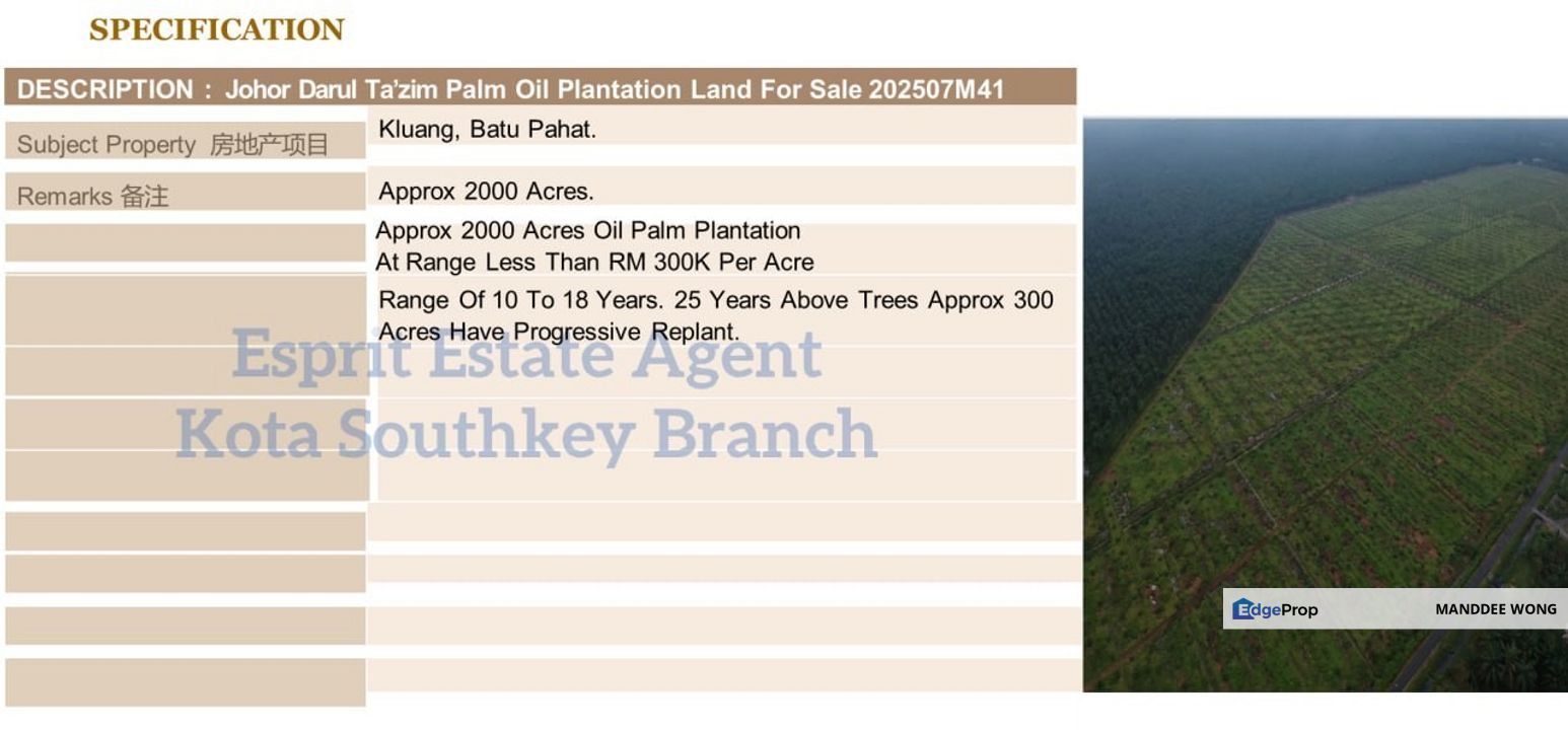 SALE/JOHOR/2,000AC/RM600MIL, Johor, Batu Pahat